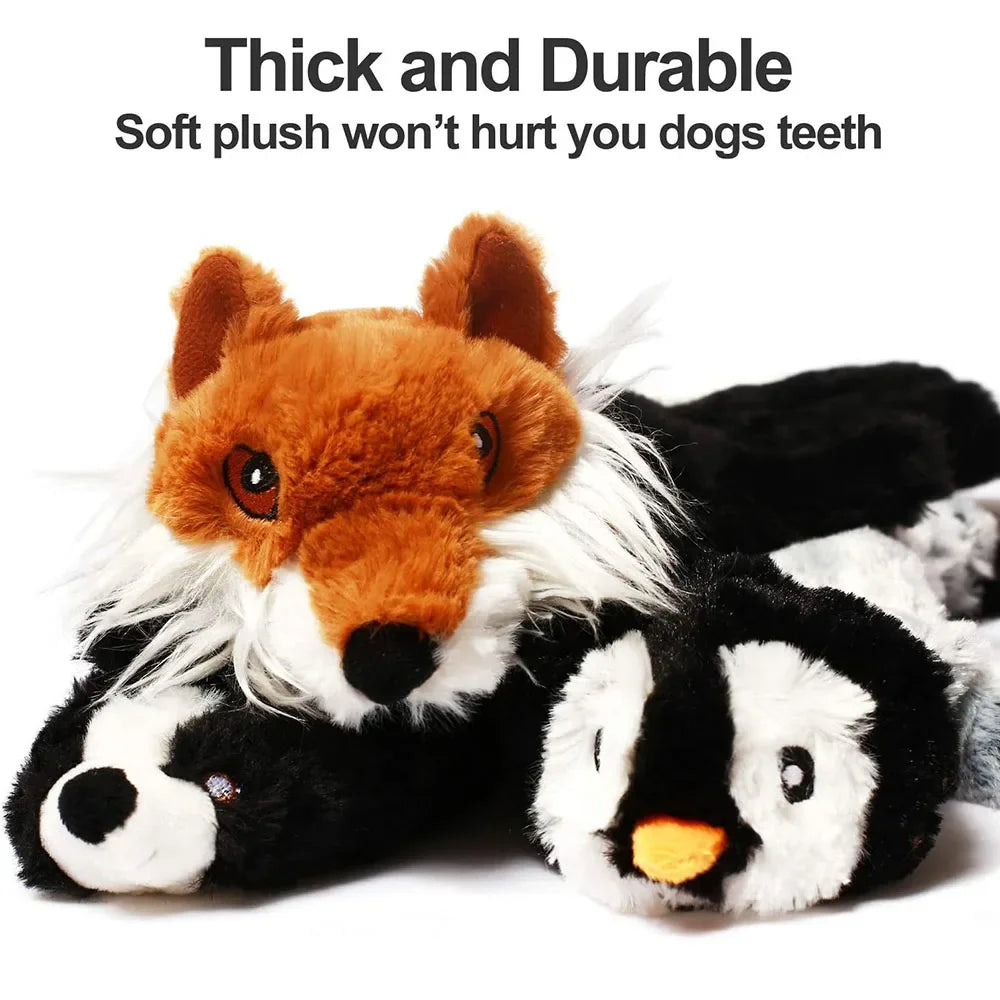 🐾 Squeaky Plush Animal Dog Toy – No Stuffing | Safe & Durable